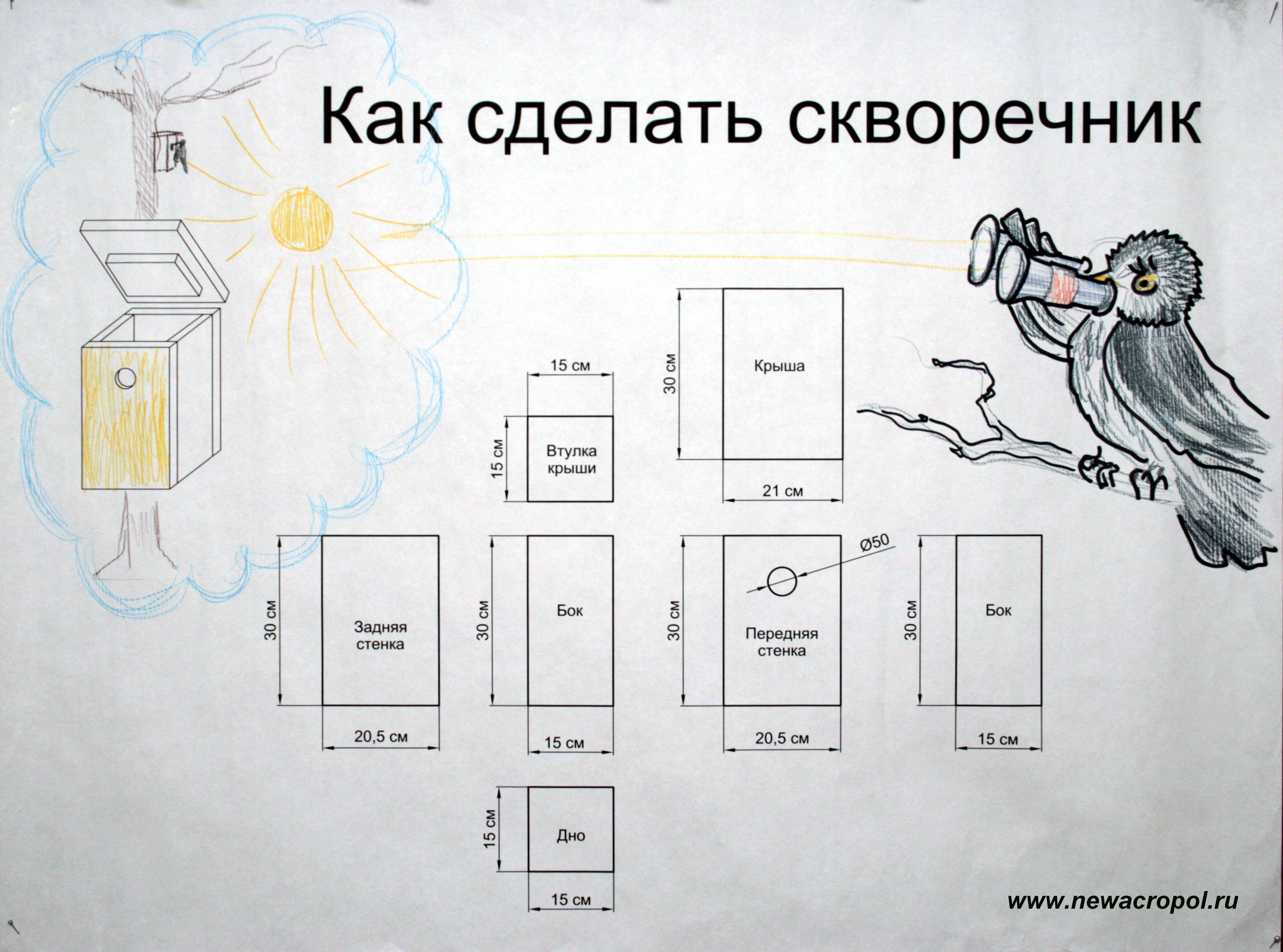 Как сделать скворечник своими руками из подручных материалов - пошаговая инструкция с фото и видео