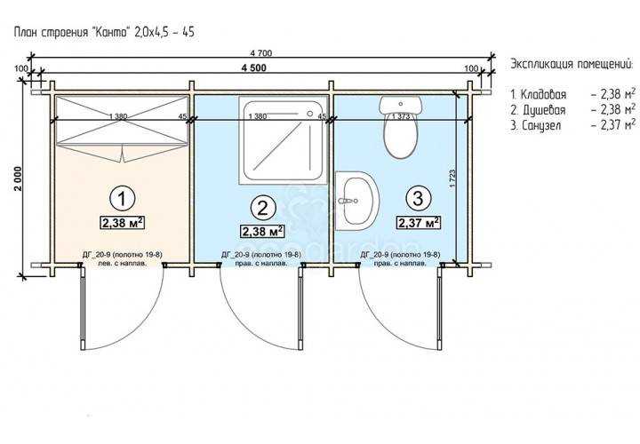Проект дачного туалета с душем в чертежах и схемах